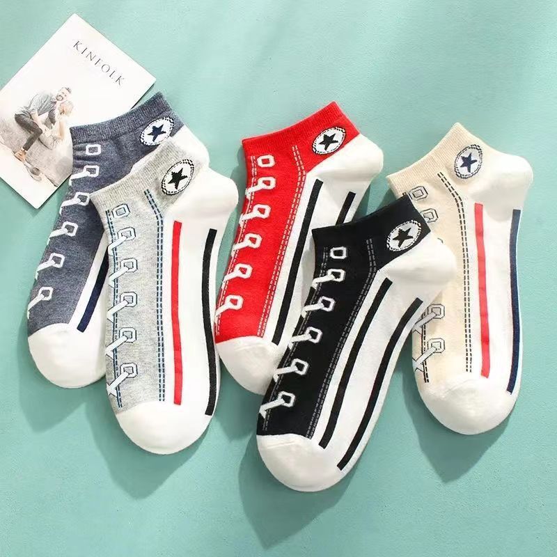 Socks for Men, Summer Thin Mesh Breathable Short Socks with Shoelace Pattern, Fashionable Trendy Sports Style Socks Wholesale