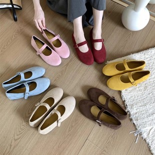 Candy Color Vintage Mary Jane Shoes Women's Outer Wear 2025 Spring New Round Toe Flat Shallow Mouth Grandma Shoes