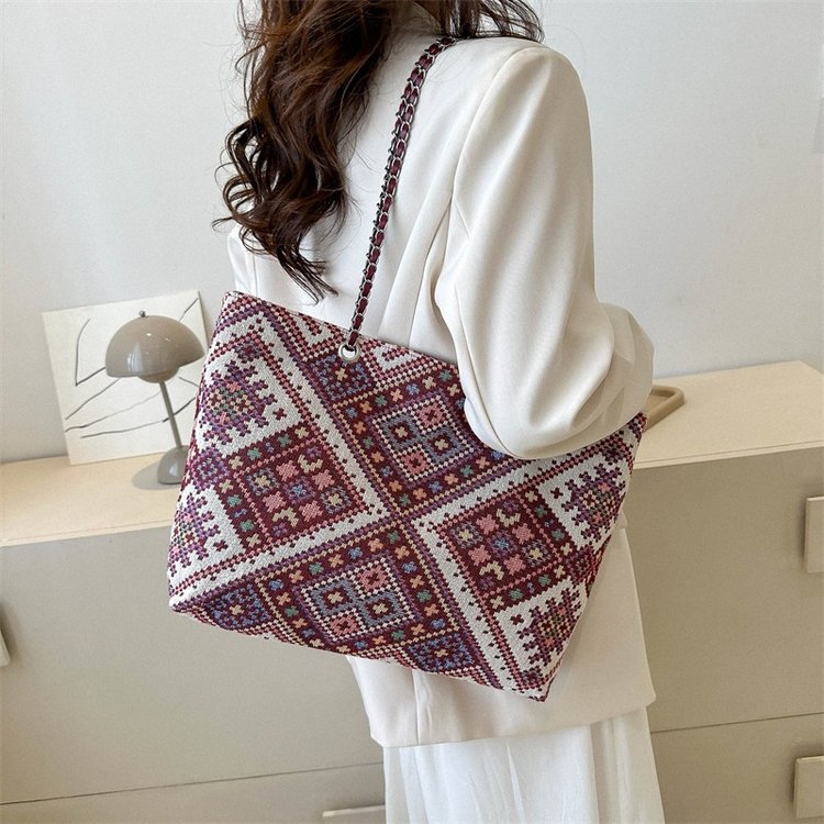 Bolsa nacional de gran capacidad 2023 bolsas de lona rojas red bolsas de brazo bolsas de hombro de mujer al por mayor