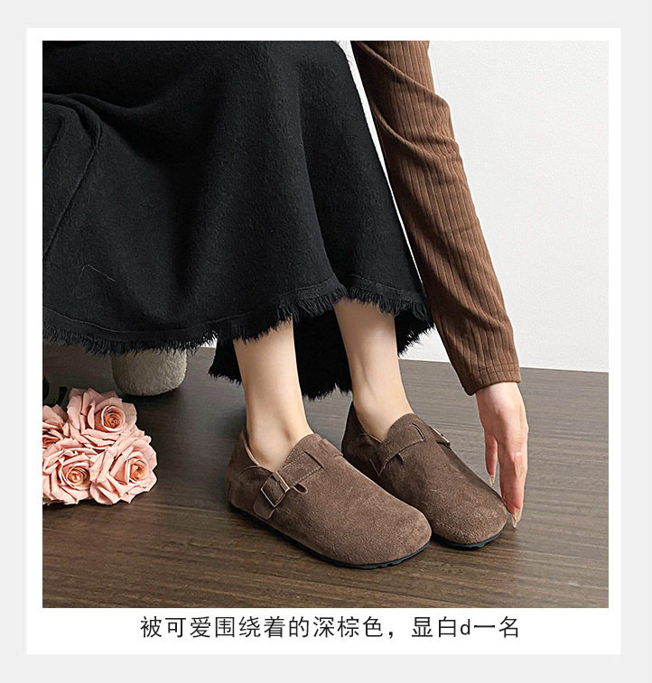 Giày lười da bò bít mũi quai hậu có khóa, đế cao 3 cm — Màu caramel, Màu mơ, Màu nâu đậm chi tiết 10