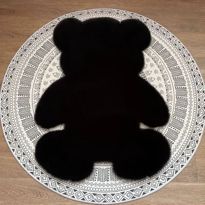Car Carpet: Popular Kidsren's Room Bedside Floor - black-4560cm-bear