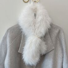 冬季长毛绒围巾仿柔软狐狸毛韩版围脖白色珍珠气质毛领子工厂供应  (2Pから購入可能)