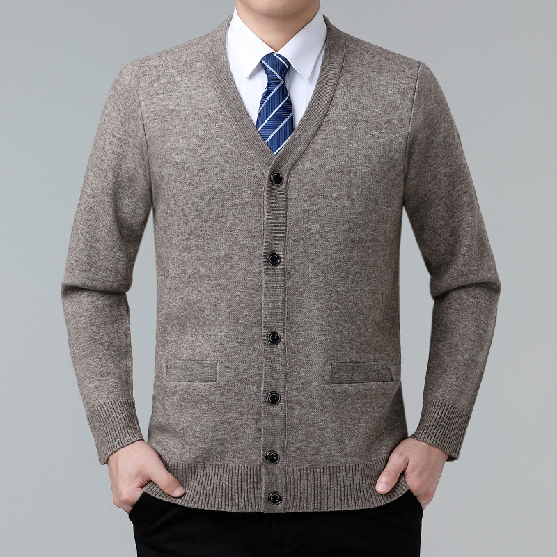 Men's thick cashmere cardigan, 2026 autumn/winter new collection, casual and warm, suitable for middle-aged men