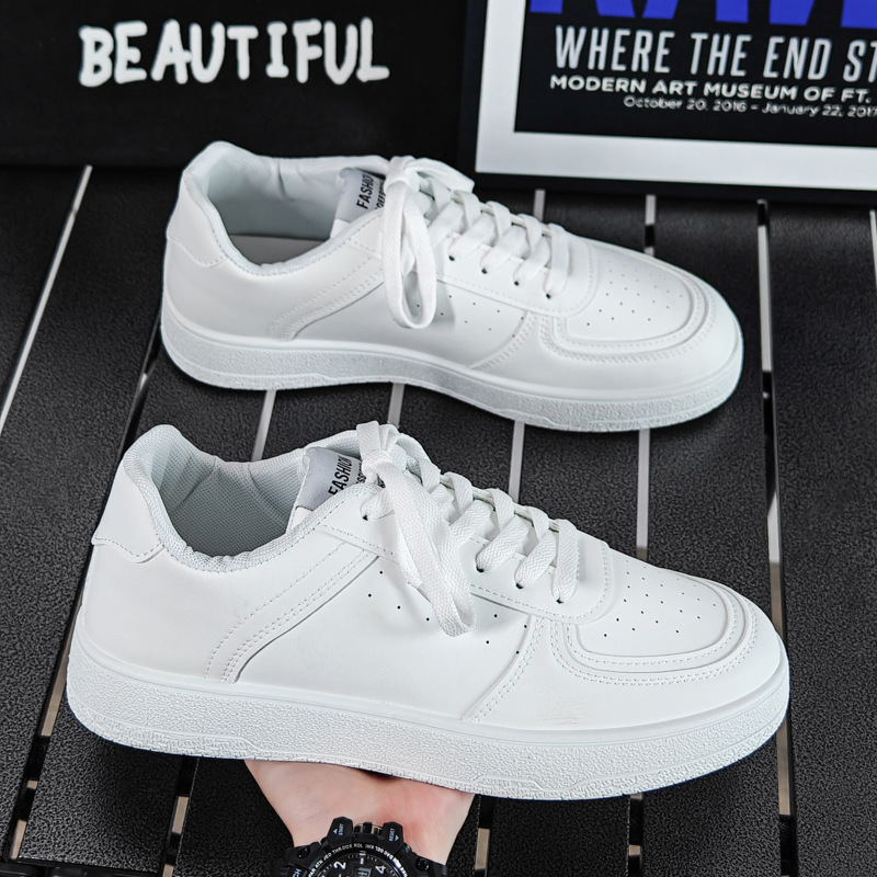 Zapatos de skate baja para hombres de moda de otoño 2024 nuevos zapatos blancos populares en línea, zapatos casuales de suela gruesa para hombres jóvenes