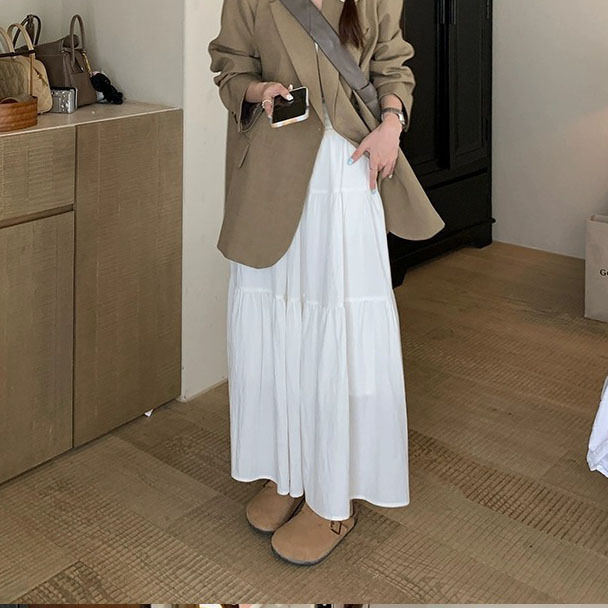 半身裙女春夏季新款显瘦a字长裙小个子大摆半身裙长款垂坠感|undefined