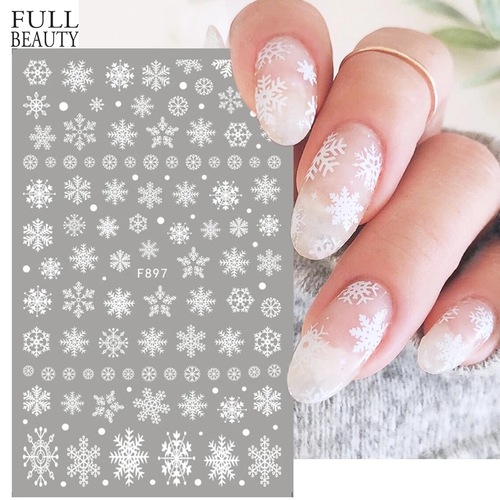 Winter Snowflake New Nail Art Stickers White Snowflake Christmas New Year Adhesive Manicure Stickers Wholesalenail