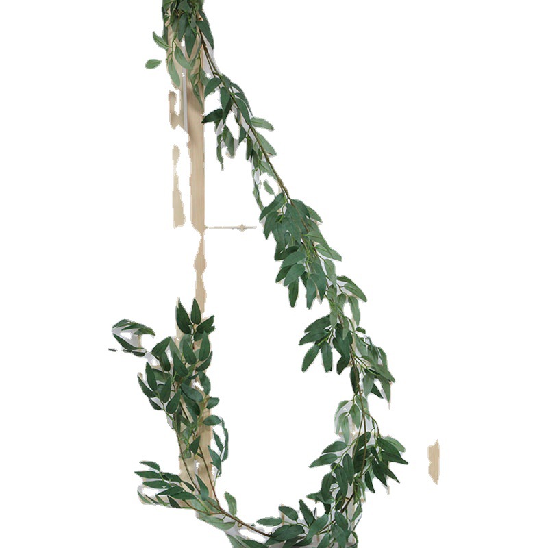 Hojas de sauce, ramas de sauce, tubos envueltos con plantas verdes, decoración del hogar, enredaderas verdes, flores artificiales, flores artificiales al por mayor. image 6