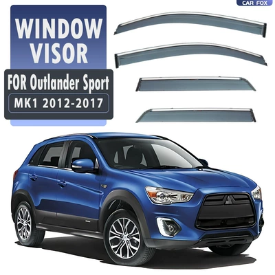 Sport Window visor, Rain shield - standard-packing-without-logo-outlander-sport-mk1-2012-2017-pc-with-bright-strip-rain-shield