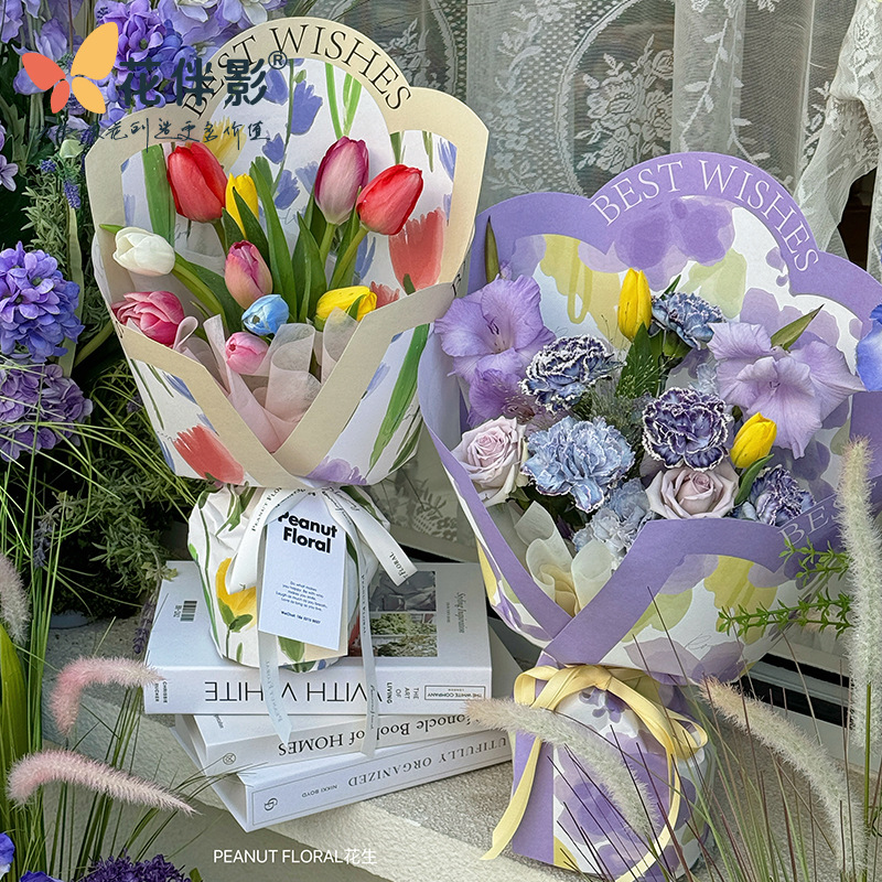 花伴影母亲节春日花园鲜花包装纸玫瑰包花纸材料花卉印花牛皮纸