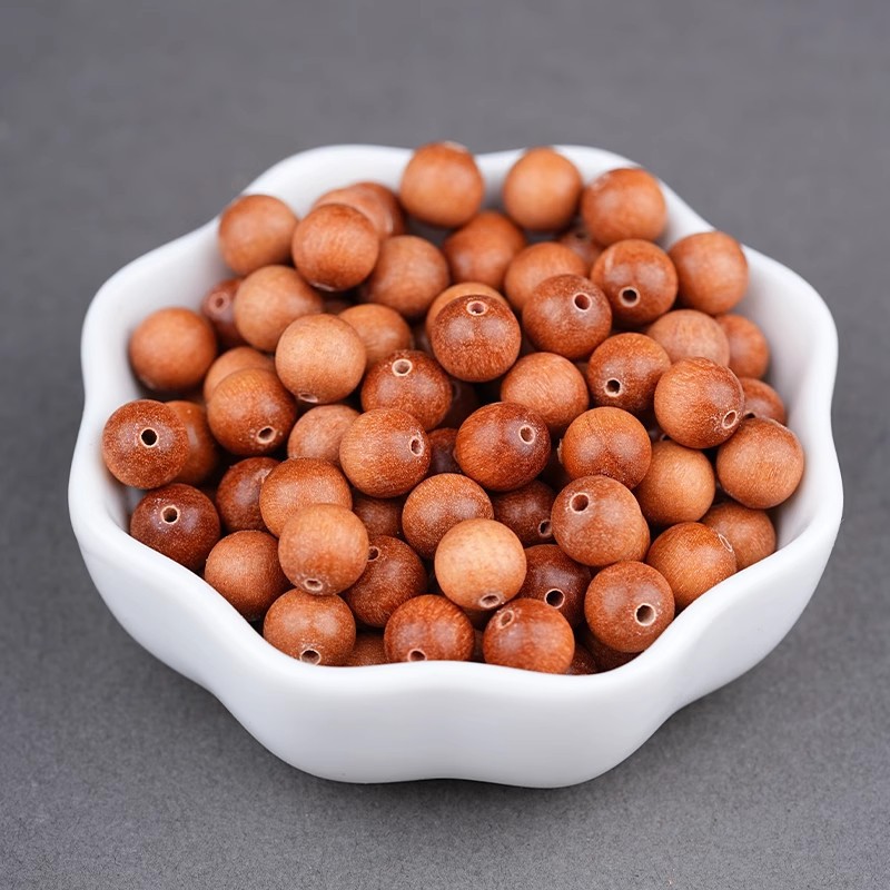 天然绿檀木散珠子DIY串珠饰品配件金丝檀木手工配珠弟子佛珠文玩