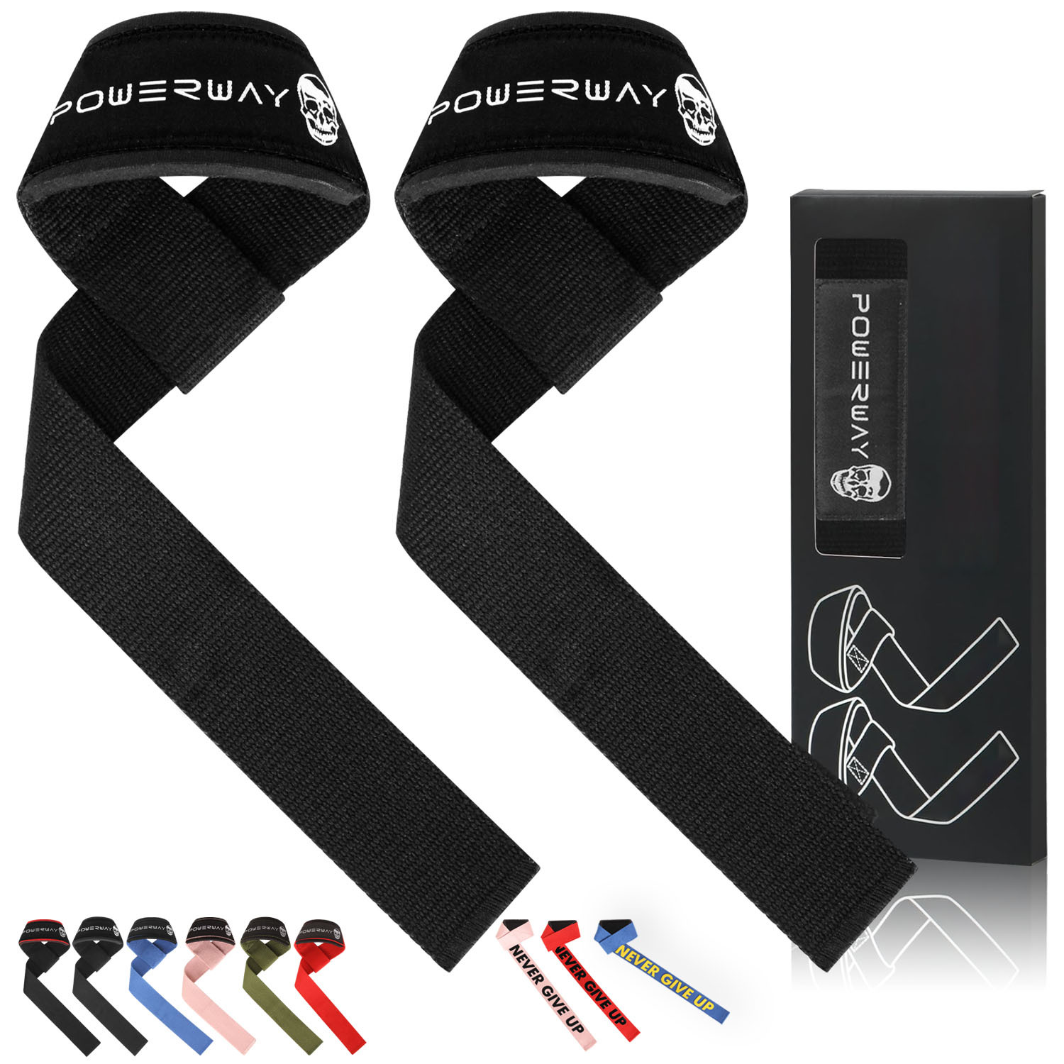 2Pc Wrist Lifting Straps with Neoprene Cushioning and Non-Slip Silicone Support Straps, Elastic Straps for Fitness Wrist Protection