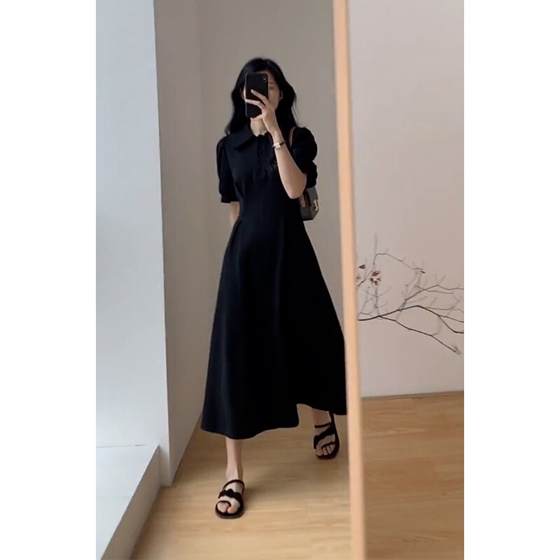 French Style Puff Sleeve Black Polo Dress for Women Summer 2026 New Style Loose Casual Slimming Skirt for Pear-Shaped Body French Style Puff Sleeve Black Polo Dress for Women Summer 2026 New Style Loose Casual Slimming Skirt for Pear-Shaped Body