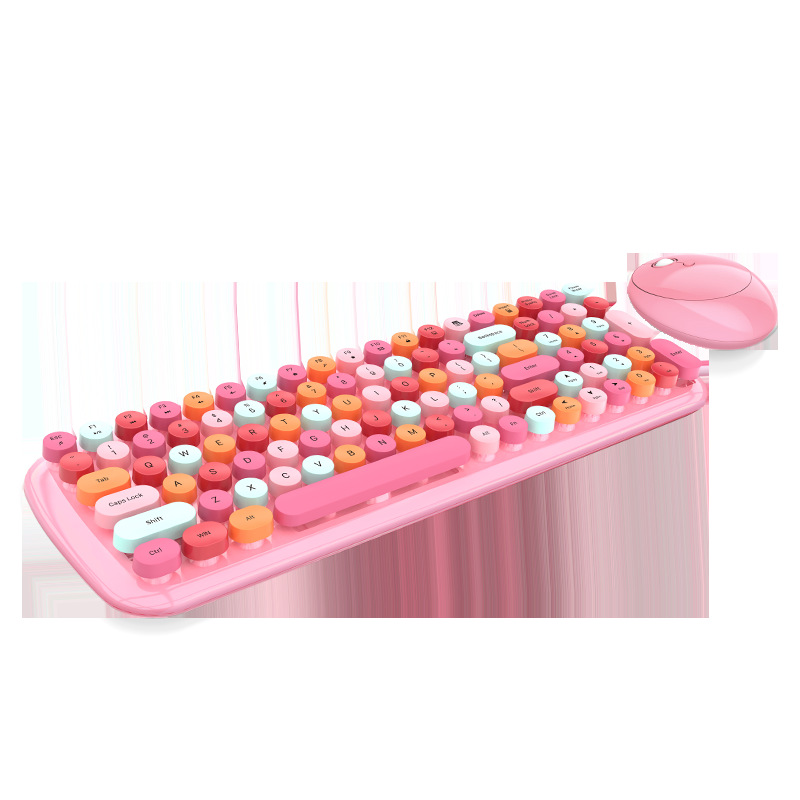 摩天手Candy XR无线键盘鼠标套装电脑笔记本朋克女生粉色创意键盘