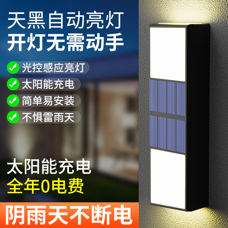 Transfronteriza nueva lámpara de pared solar al aire libre lámpara de paisaje de detección de luz al aire libre lámpara de pared de patio de carga solar al aire libre