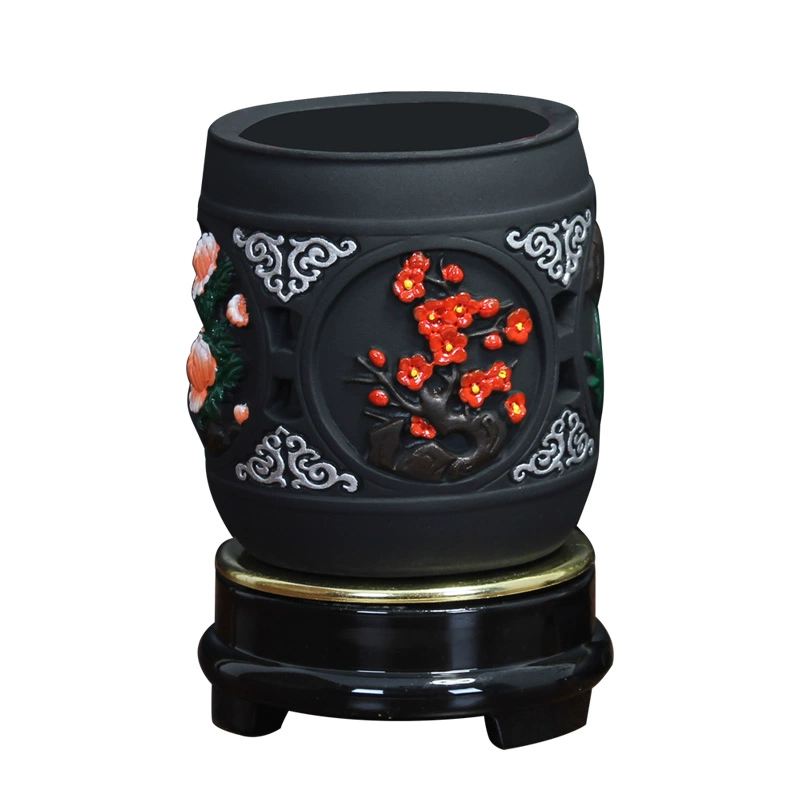 Держатель для ручек, офисные настольные украшения, слива, орхидея, бамбуковая хризантема, практичные подарки на День учителя, чтобы поблагодарить учителей, поделки из древесного угля