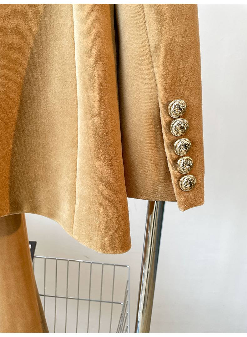 GraceChic 2025 Spring And Autumn New One-Button Set Irregular Lapel Simple Camel Suit Pants For Women_voghion.com