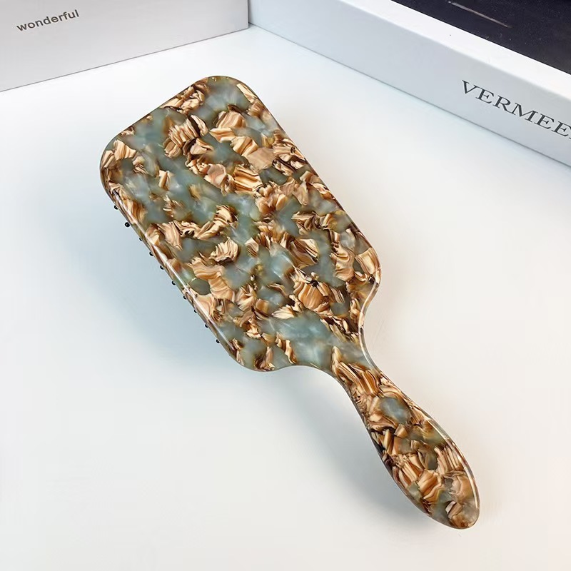 Peine de cojín de color de acetato de exportación transfronteriza, peine de bolsa de aire de forma esponjosa para el hogar para damas populares europeas y americanas