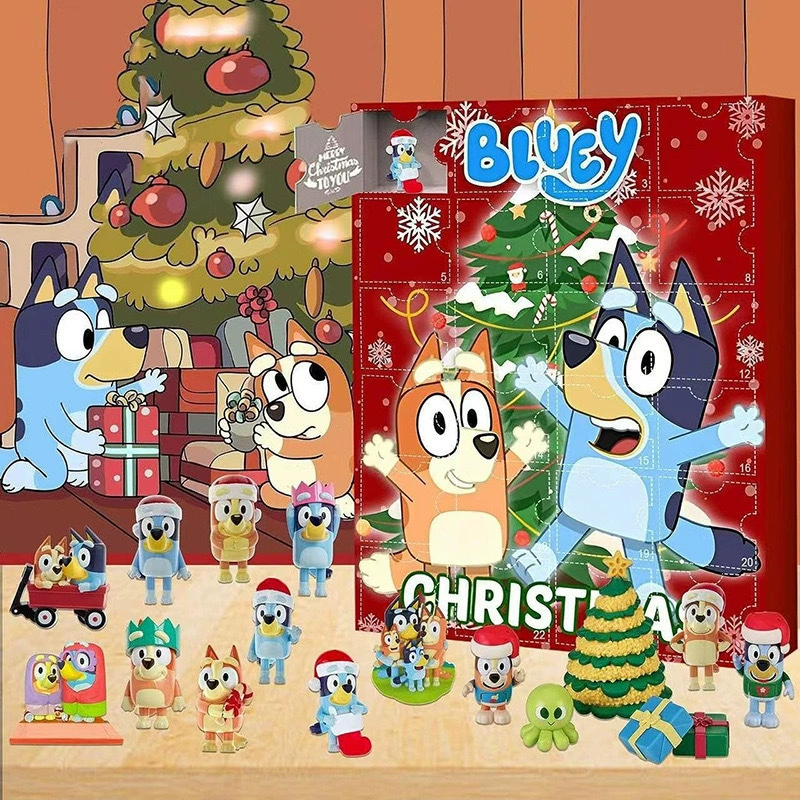 Адвент-календари (Bluey) 24-дневный набор фиок Visual Box — 24 сюрпризных мини-фигур, праздничное ожидание