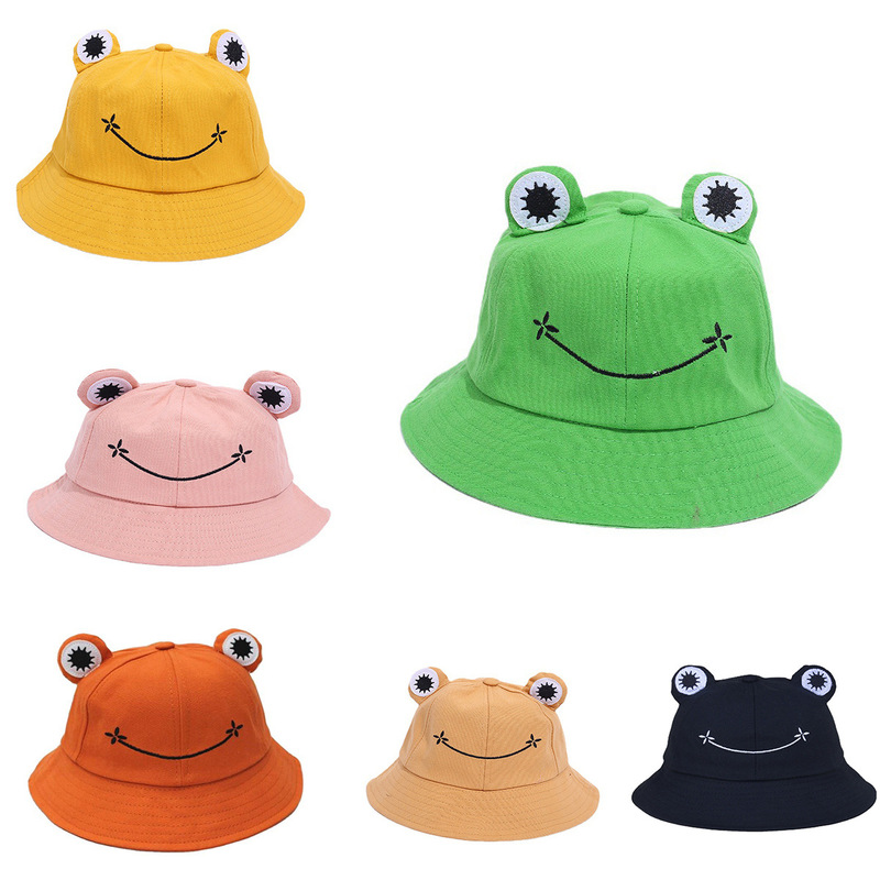 Cross-Border Cartoon Cute Children Adult Frog Fisherman Hat Casual Parent-Child Basin Hat Sun Protection Sunshade Big Eye Hat