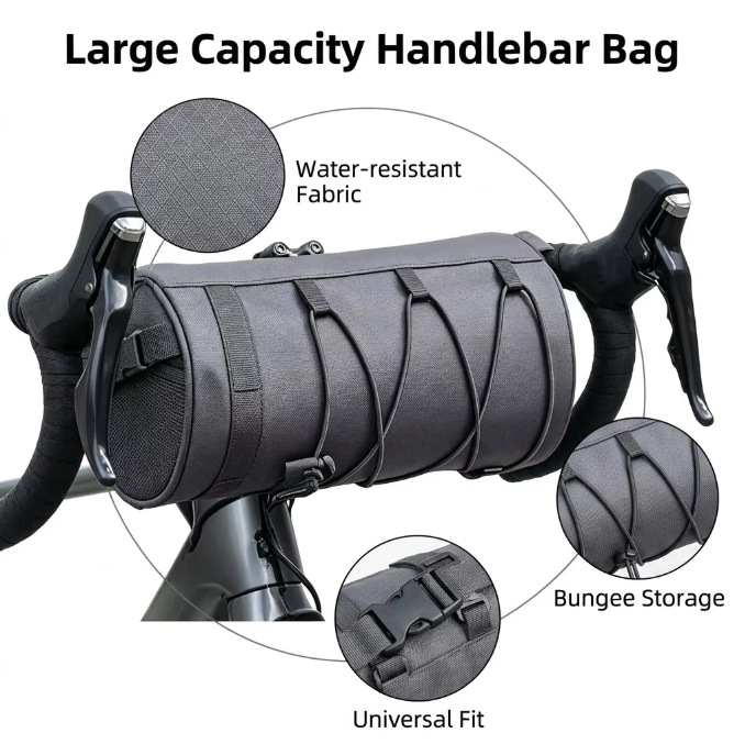 Factory direct cycling cylindrical handlebar bag, waterproof leather bicycle handlebar bag, portable tool for outdoor cycling