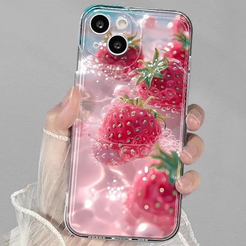 Premium Silicone Protective Case For Iphone With Strawberry Design_voghion.com
