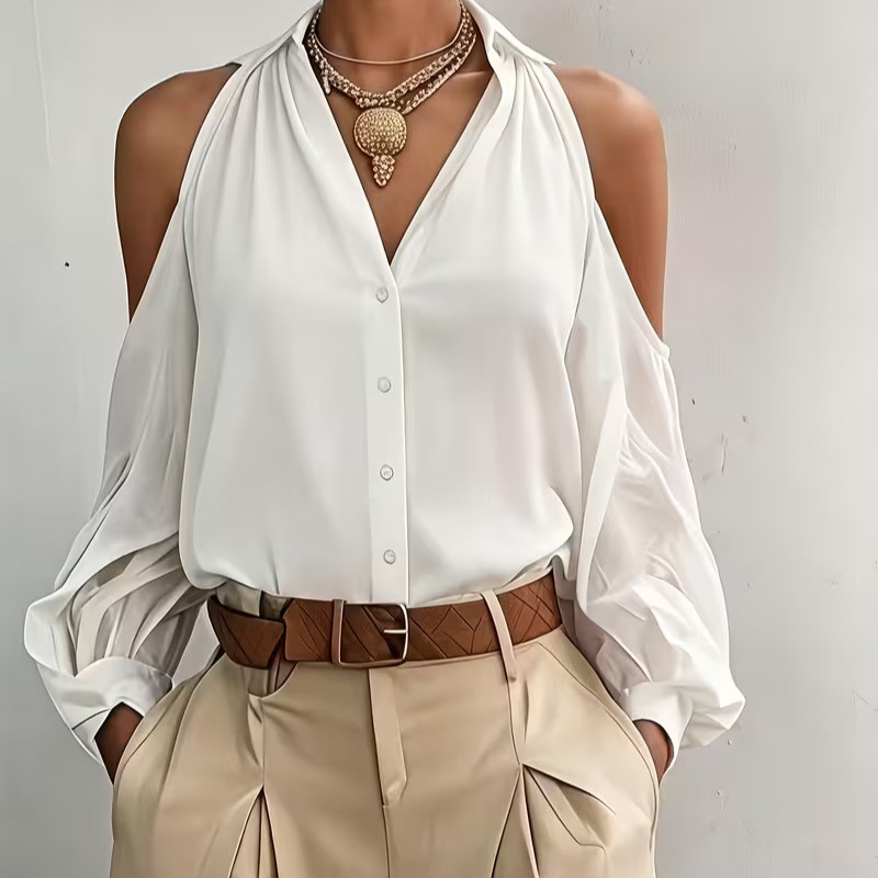 Women's Fashionable Puff Sleeve Shirt, Summer Off-Shoulder Design French-Style Top, European and American Cross-Border Women's Clothing Wholesale