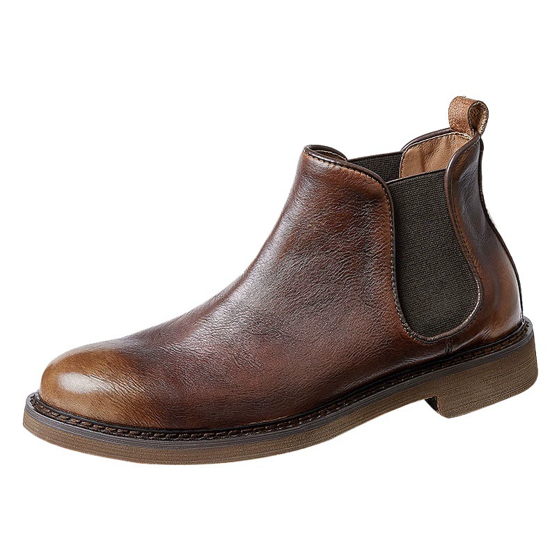 Мужские Ботинки Martin из Новой Англии, кожаные ботинки с высоким берцем и круглым носком, мужские кожаные деловые кожаные ботинки, повседневные мужские ботинки