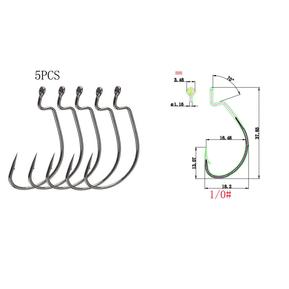 Zman SILENCIADOR Mar Pesca Texas grupo de pesca de mango largo gancho de manivela Gancho de manivela TPR suave cebo reforzado gancho de canal de sangre