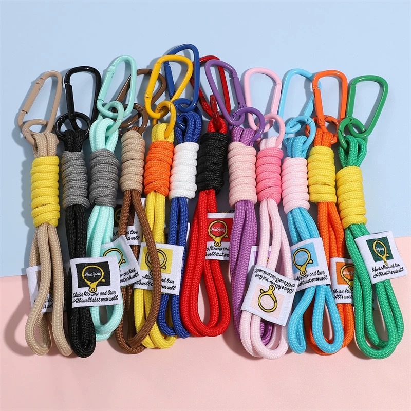 新款手机挂绳编织钥匙扣毛绒玩具挂件登山扣水杯挂绳手提厂家直供