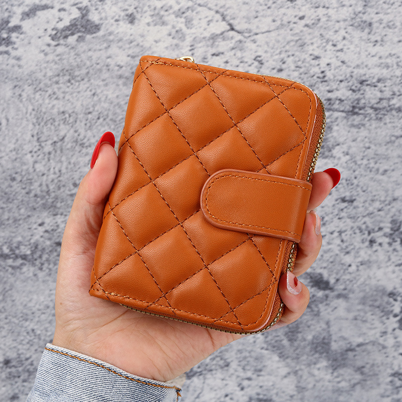 INS nuevo rombo de moda europea y americana de las mujeres pequeña billetera de las mujeres corto estudiante estilo coreano monedero titular de la tarjeta de las mujeres