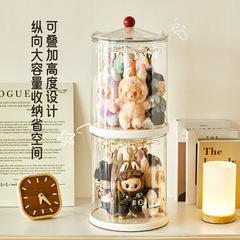 Labubu盲盒收纳展示盒拉布布旋转木马展示架毛绒玩具公仔透明盒子