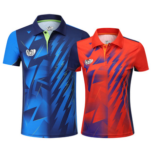 New Lapel Table Tennis Suit Men's and Women's Short-sleeved Table Tennis Collared Children's Student Training Competition Suit 22015