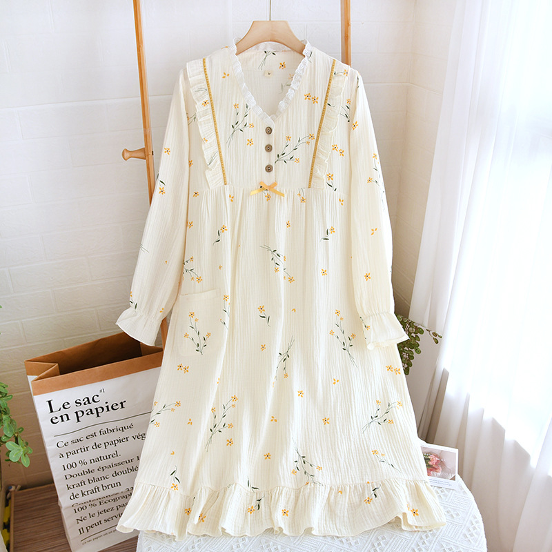 LJH三枝花-クレープ丸首リボン長袖スカート