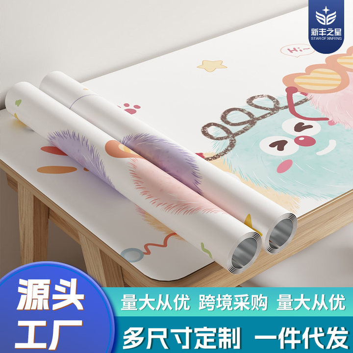 卡通桌面翻新贴纸自粘宿舍书桌防水防油学习特厚改造儿童书桌垫子