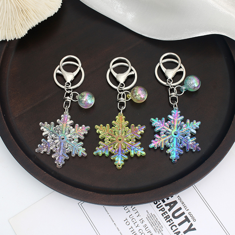 25g Weight Cute Snowflake Arylic Christmas Women's Bag Pendant Keychain