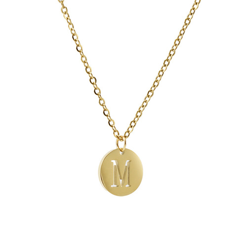 Cross-border European and American stainless steel letter necklace titanium steel letter necklace for women niche design 18K gold ins necklace for women