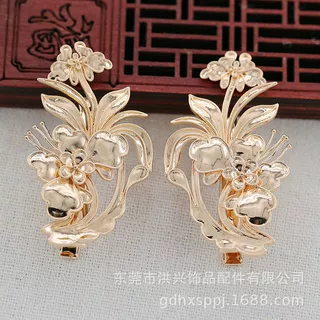 螺钿仿点翠珐琅DIY主体发簪发冠保色铜60*35MM发夹手作材料B3748