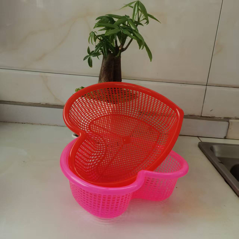 New Material Rubber Sieve Basket 18cm 0.5kg Heart-Shaped Small Basket Fruit Packaging Basket Rice Basket Strawberry Basket Cherry Basket