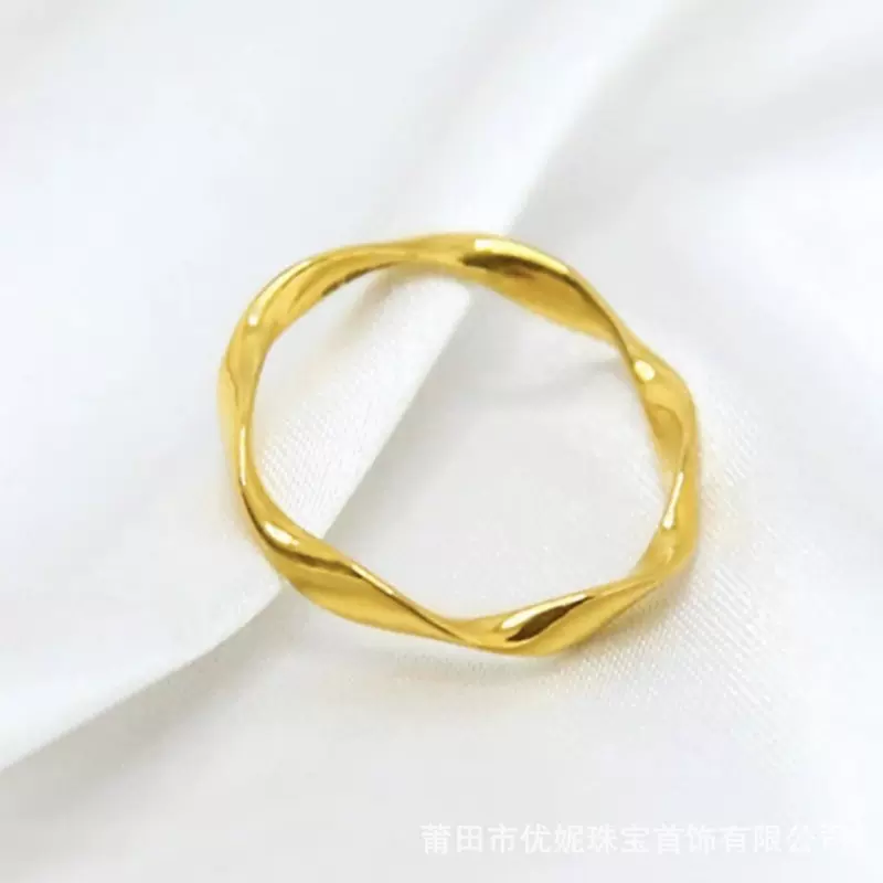 越南沙金莫比乌斯环戒指女波浪铜镀金小众设计小清新饰品情侣批发