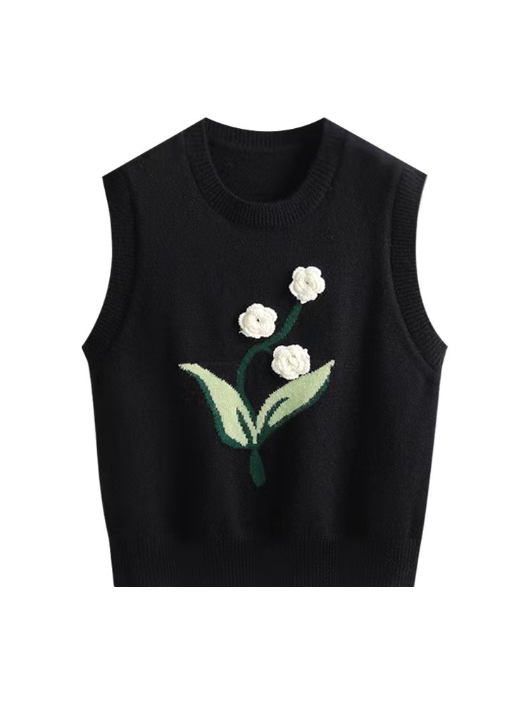 24 Dongpuyuan suave estilo coreano flor tridimensional chaleco de punto para mujeres 2024 mañana image 7