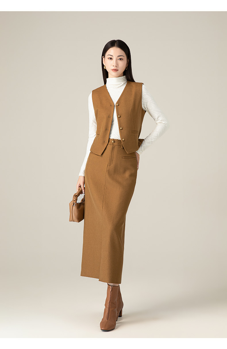 Bộ vest gile nữ len phong cách lịch lãm — Áo vest (64625) chi tiết 22