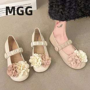 Ballet Shoes with Skirt Flats for Women 2025 New Summer Flats French Evening Style Gentle Flower Beanie Shoes