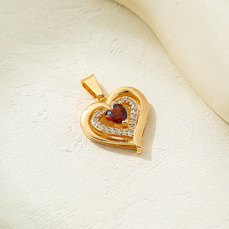 Ozon transfronterizo explosión de moda ligera y lujosa doble amor hermoso collar en forma de corazón Zircon colgante en forma de corazón universal nicho