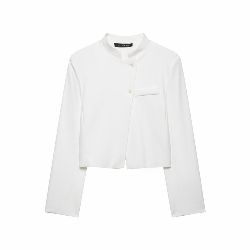Wholesale foreign trade autumn new European and American style short mid-length collar long-sleeve blazer 0524784125 Wholesale foreign trade autumn new European and American style short mid-length collar long-sleeve blazer 0524784125