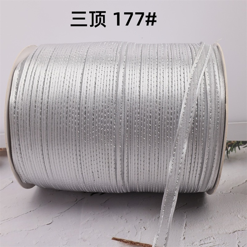 メーカー卸売 DIY 材料 6 ミリメートルエッジサテンミディアムメッシュシルバーエッジ雪糸リボン装飾ヘアアクセサリータグロープ商標吊り糸|undefined