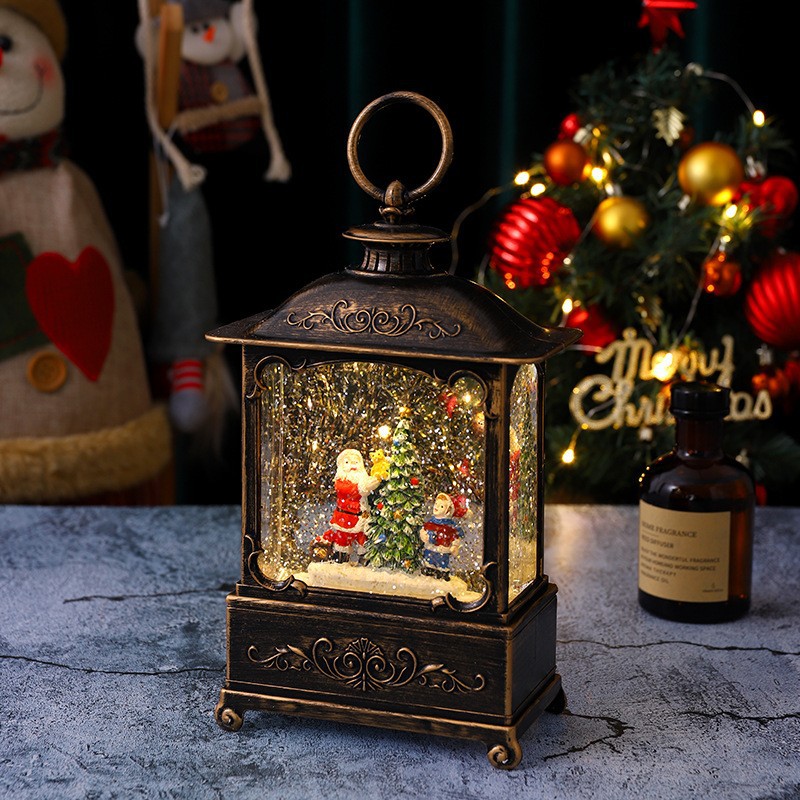 Decoraciones navideñas, linternas navideñas, luces de Santa Claus, luces de agua, bandas luminosas de música retro, adornos luminosos de escritorio