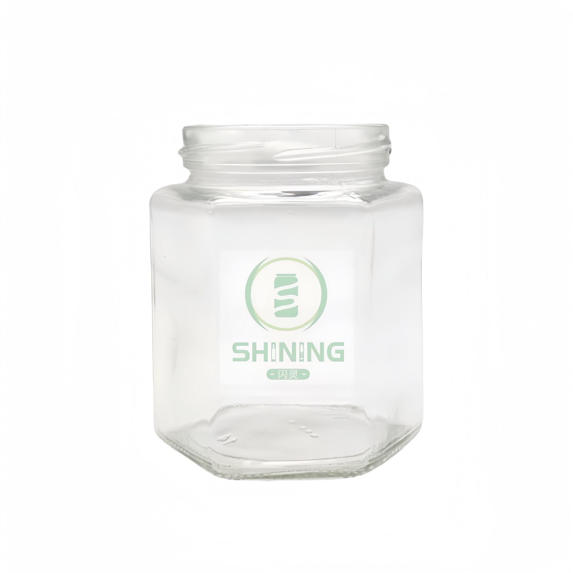 批发透明六角玻璃瓶子食品级耐高温辣椒酱瓶蜂蜜瓶酱菜玻璃瓶