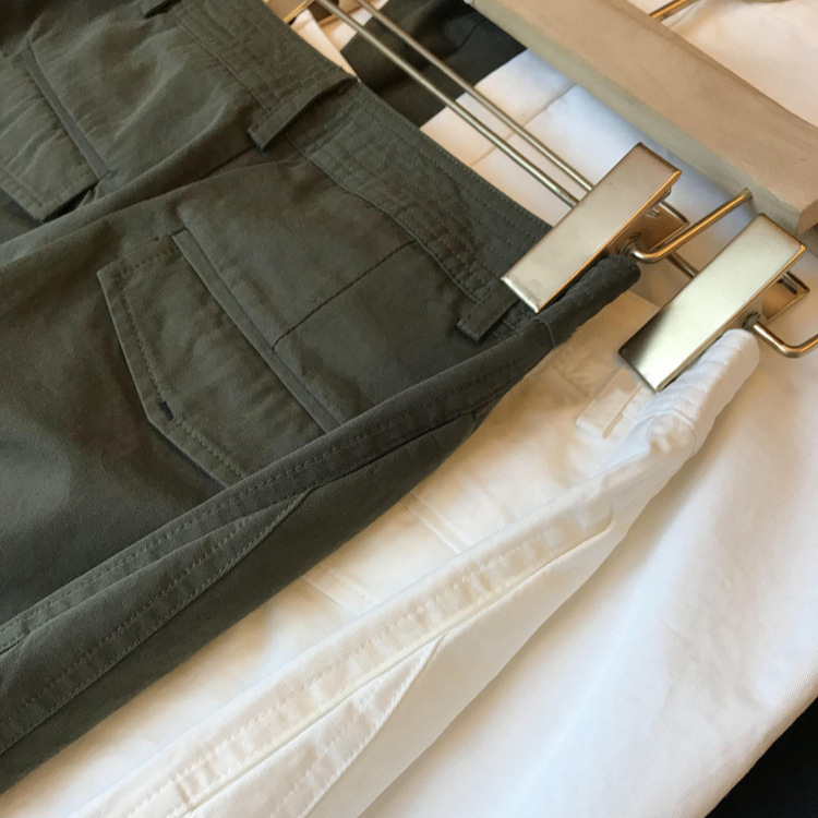 Raw materials, like not to miss! R * W single, guest cotton flap high waist loose pocket casual pants for women Raw materials, like not to miss! R * W single, guest cotton flap high waist loose pocket casual pants for women