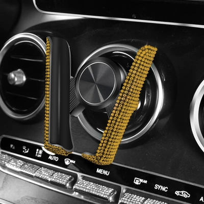 Car phone holder – Car-Mounted Diamond-Studded Phone Holder - hot-drill-v-shaped-mobile-phone-holder-champagne-diamond