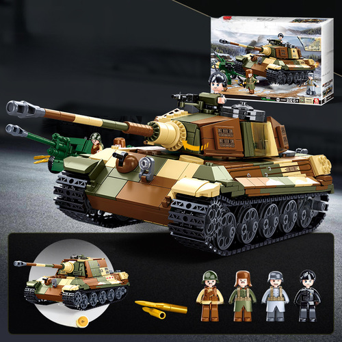 Small Lu Ban B0678-0981 World War II Series T34/85 Tiger King Tank D-Day Model Building Block